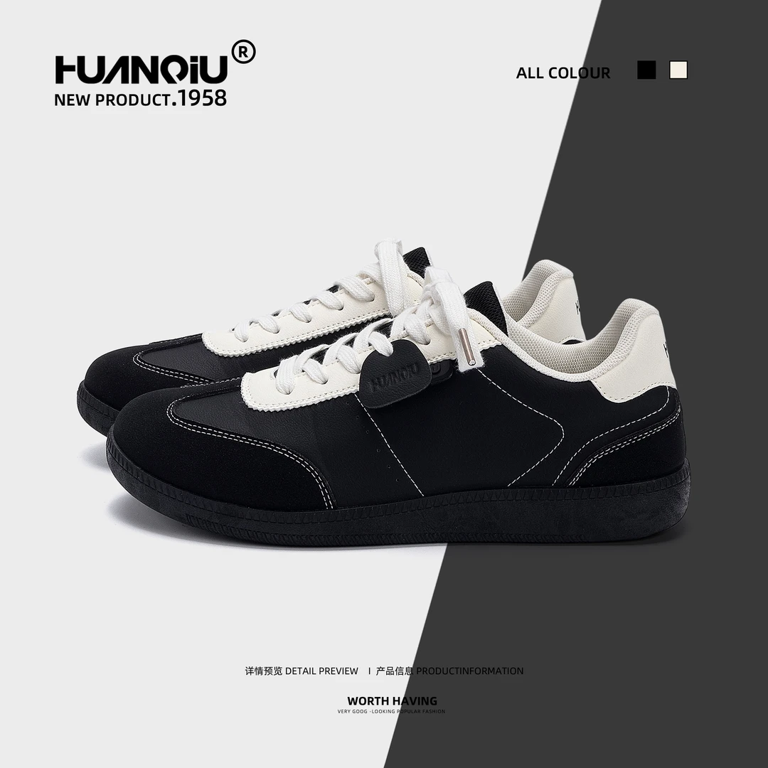 环球内增高德训鞋男2025秋季新款潮流鞋子男黑色爆款舒适休闲板鞋