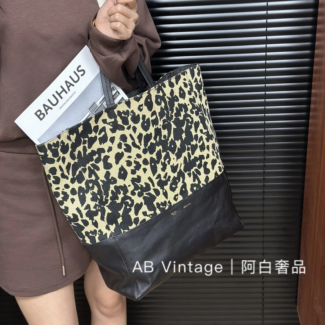 95新 Celine/思琳 阿白奢品｜豹纹帆布拼皮托特包