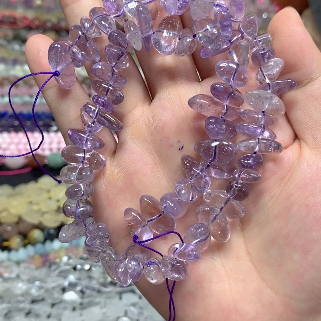 玛瑙/玉髓未镶嵌珠宝半成品天然紫水晶中孔一条卡16mm