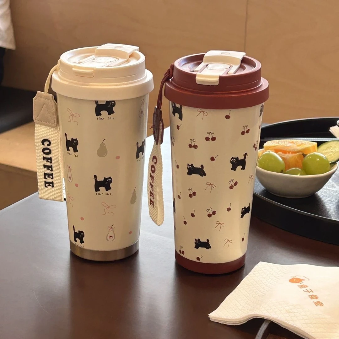 高颜值大容量网红少女心保温杯女生吸管咖啡杯可爱学生便携水杯