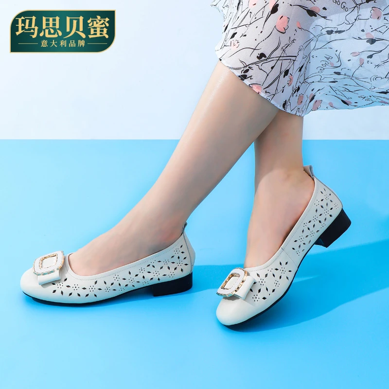 3904平底防滑纯色休闲风粗跟春季单鞋女鞋圆头女鞋