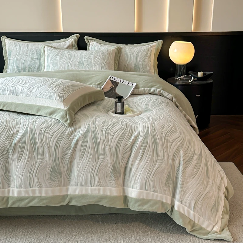 富安娜2025新款牛奶绒床单四件套一等品优等品冬季床品套件保暖