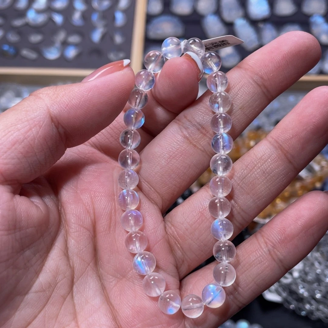 月光石手链未镶嵌S****?蓝月光手链6.5mm