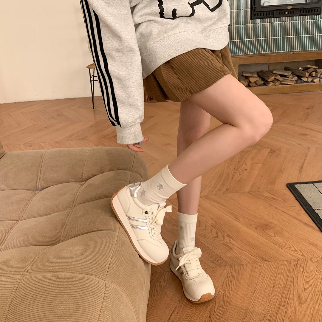 伯爵猫厚底阿甘鞋女2025春舒适潮流运动休闲鞋百搭增高小白鞋