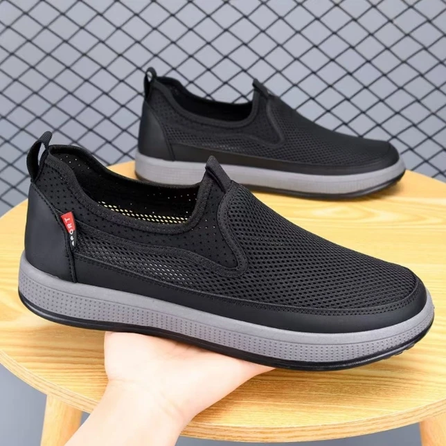 透气网面鞋休闲百搭一脚蹬爸爸鞋懒人鞋