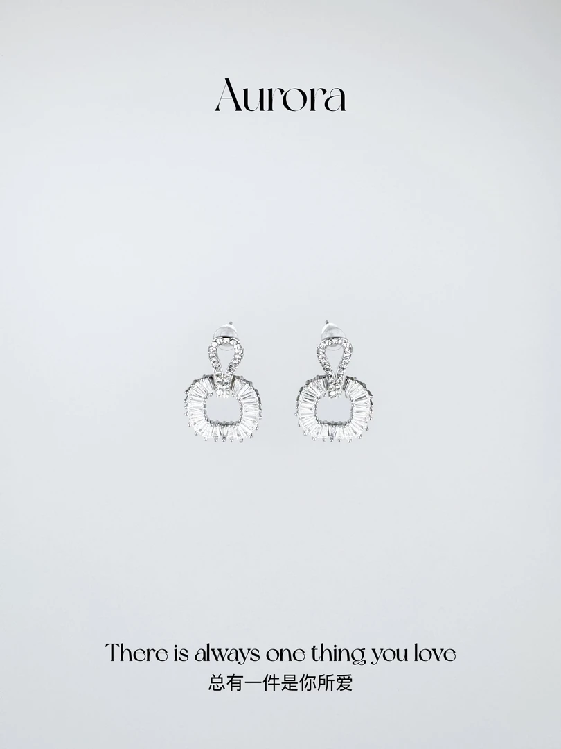 铜合金锆石耳饰 Aurora/高级设计感小众设计师手工镶嵌耳钉