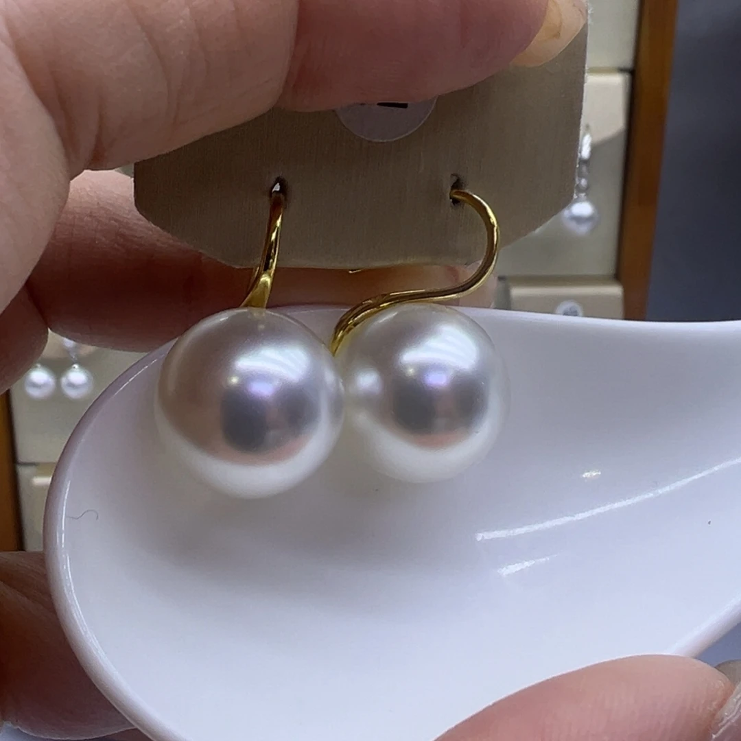 耳饰银S925镶嵌淡水珍珠