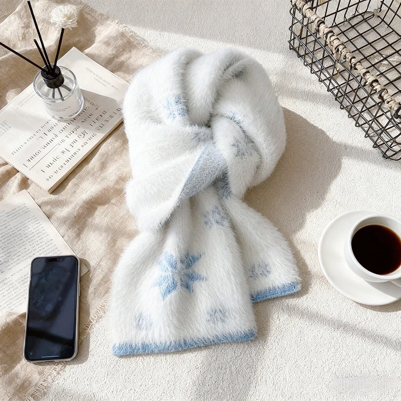 新款软糯针织围巾女冬季百搭氛围感保暖披肩防寒外搭围脖一件代发