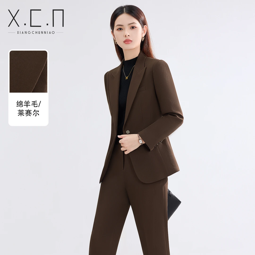 祥春鸟高端商务职业西装套装女秋冬季通勤西服正装两件套25T1170