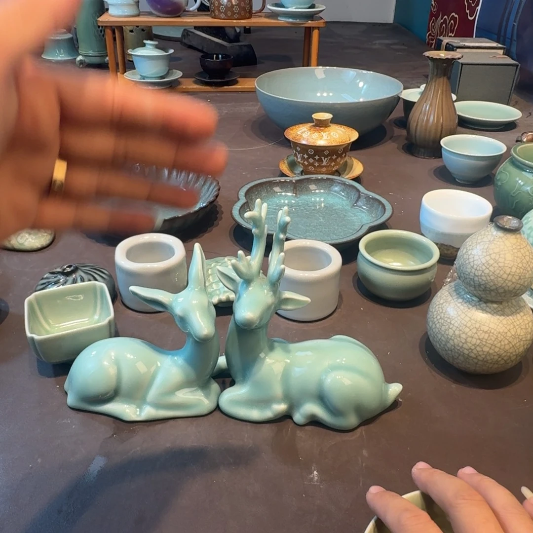 一***梦龙泉青瓷茶具微瑕