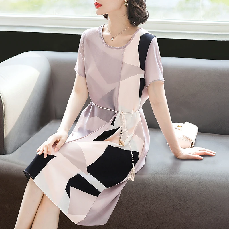 中老年女妈妈装2025新款夏装连衣裙时尚阔太太高贵裙子过膝40岁50