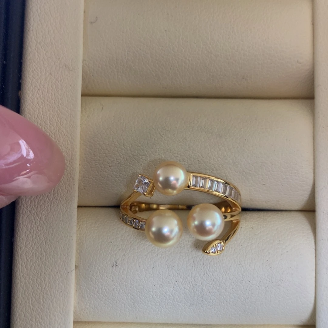 银S925镶嵌海水珍珠戒指