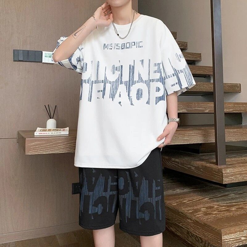 短裤短袖男夏季T恤休闲运动套装百搭运动学生帅气青少年潮流