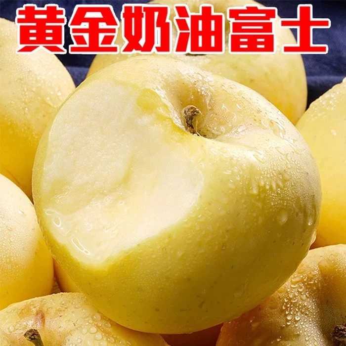 山东黄金奶油富士苹果当季整箱脆甜多汁新鲜水果4.5-5斤装