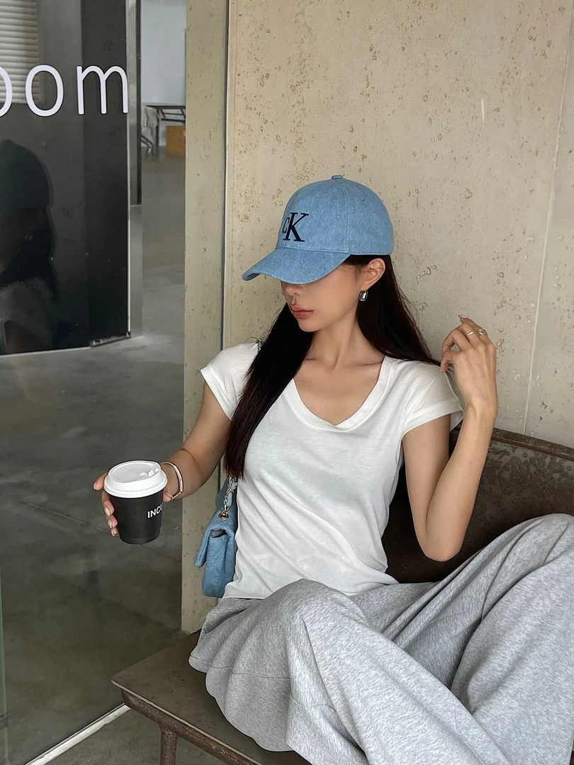 【闰熙RUNXI】显瘦小飞袖U领！天丝羊毛休闲百搭短袖面膜T恤5016