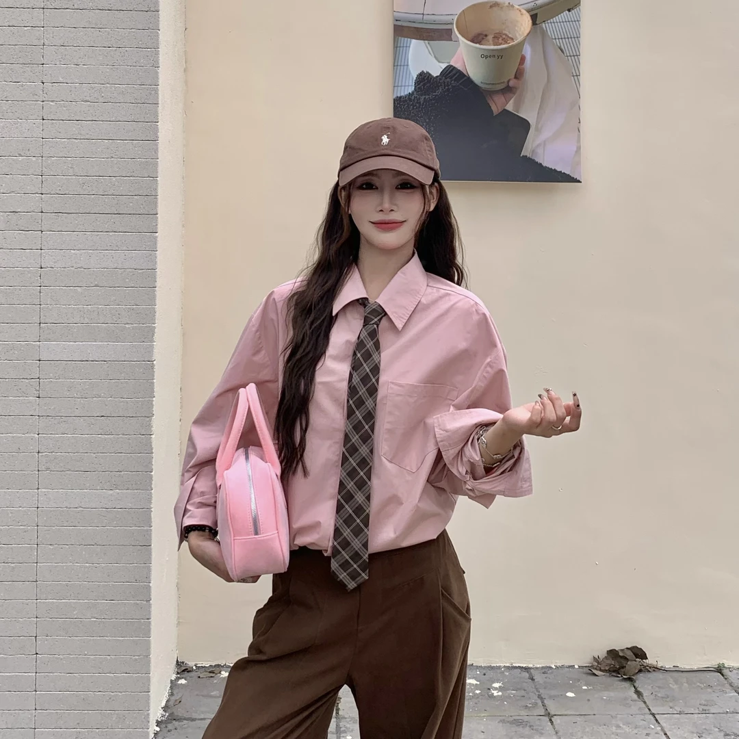 3MER  灰粉调韩系百搭长袖衬衫