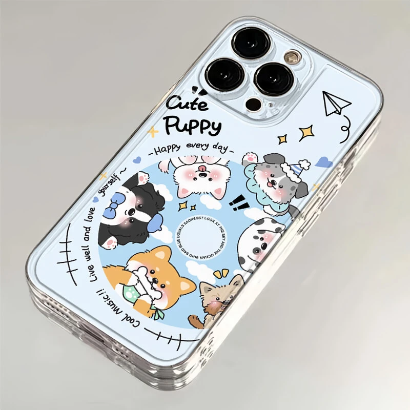 蓝底圈圈猫咪适用iPhone16手机壳vivo小米oppo透明华为荣耀一加软