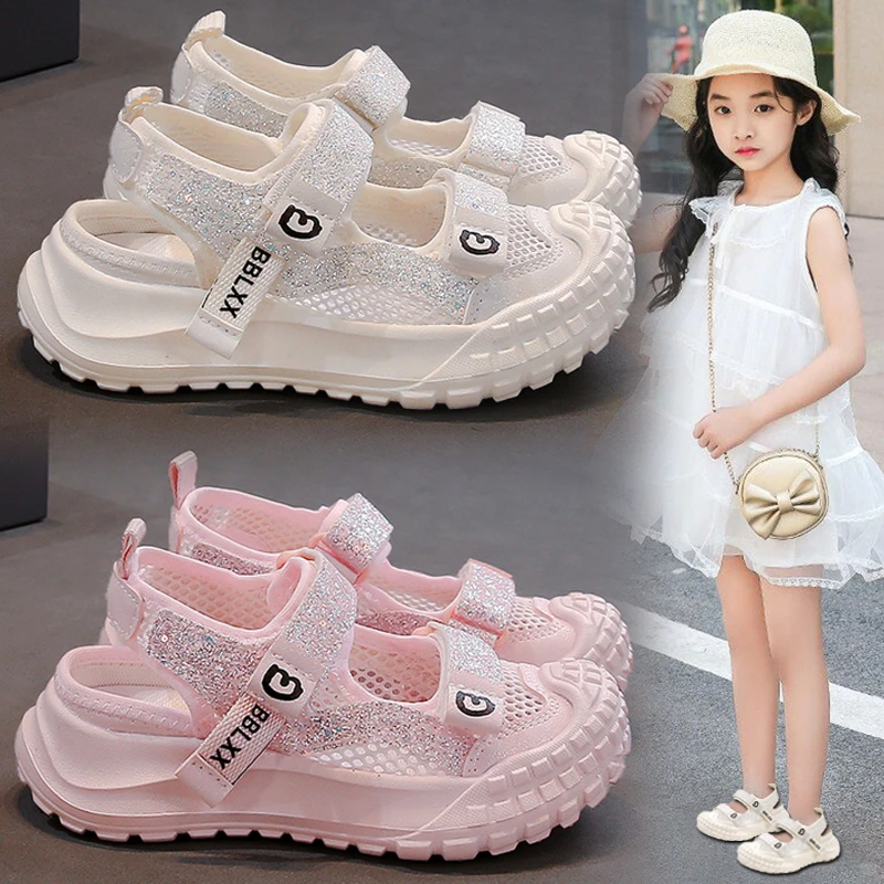 ABC童鞋女童凉鞋包头2025新款夏季儿童软底网鞋女孩轻便运动鞋