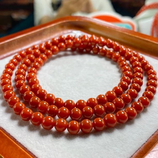 【小刘南红】保山南红（活动款 ）圆珠多圈 6mm  多样性发一