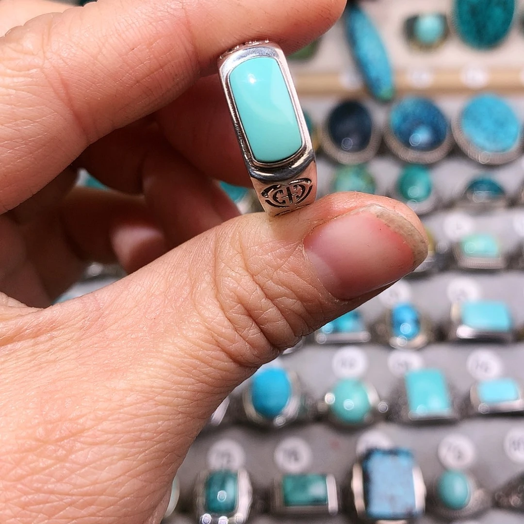 绿松石挂件银S925镶嵌