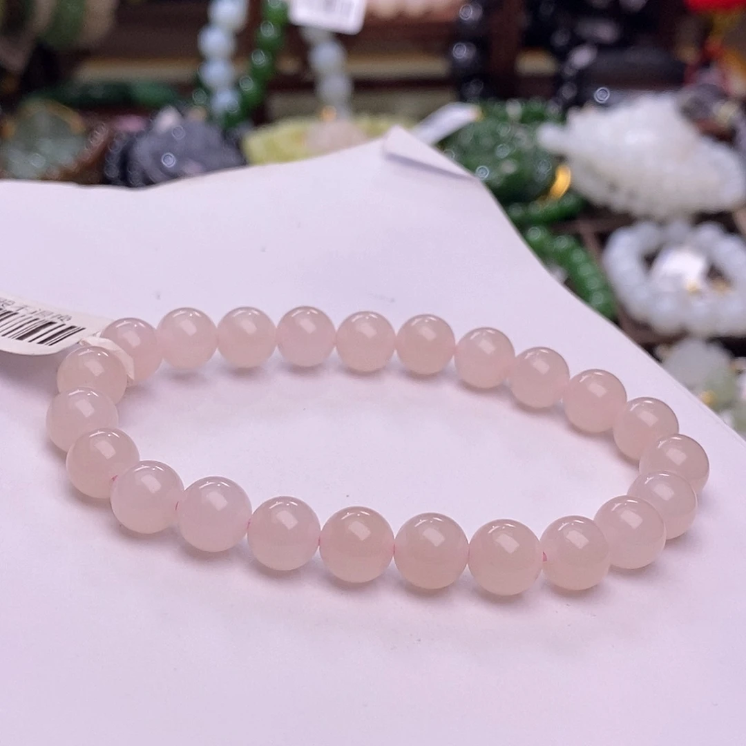 和田玉未镶嵌颈饰收藏级藕粉老矿料高冰樱花粉手串8m