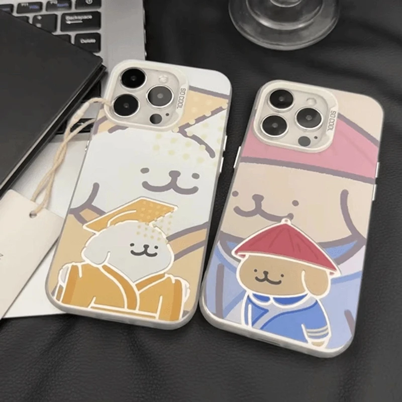 情侣小狗适用苹果17/16promax彩银iPhone15pro手机壳14/13/12/11
