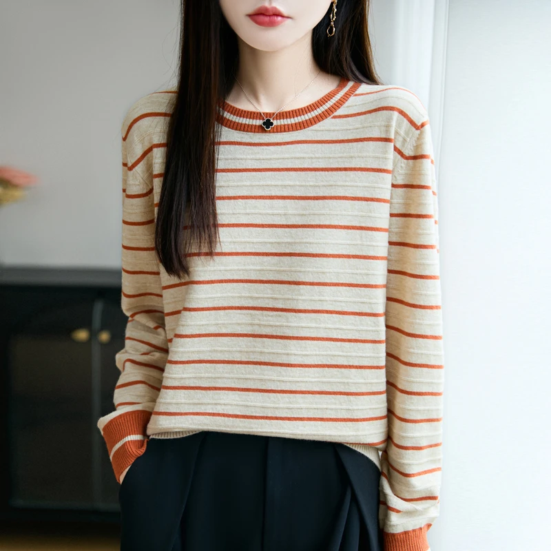 品牌女装正品秋冬新款女装圆领美拉德小香风宽松针织衫打底上衣