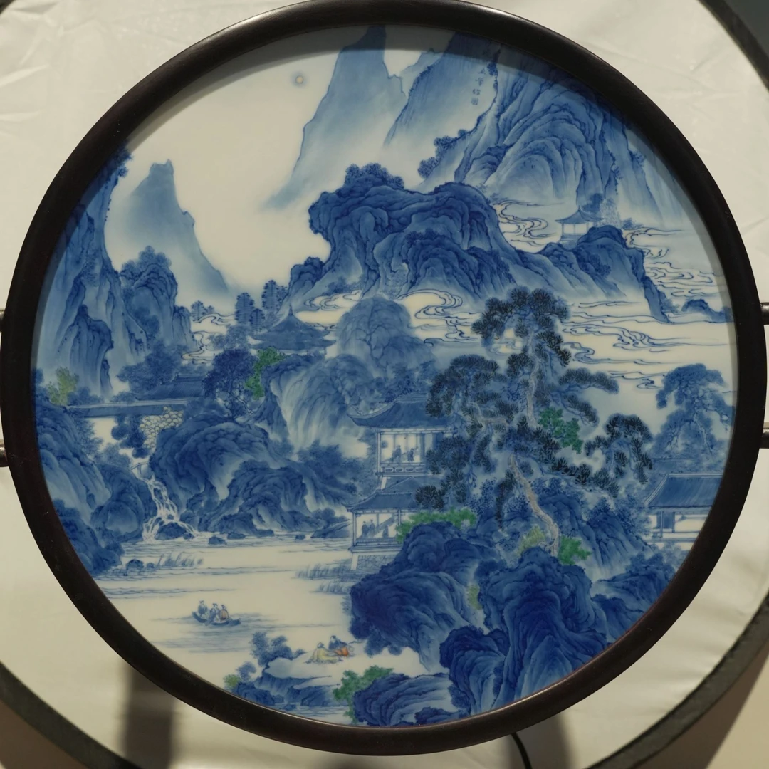 临谿问泉 | 青花山水屏风（通电发光）