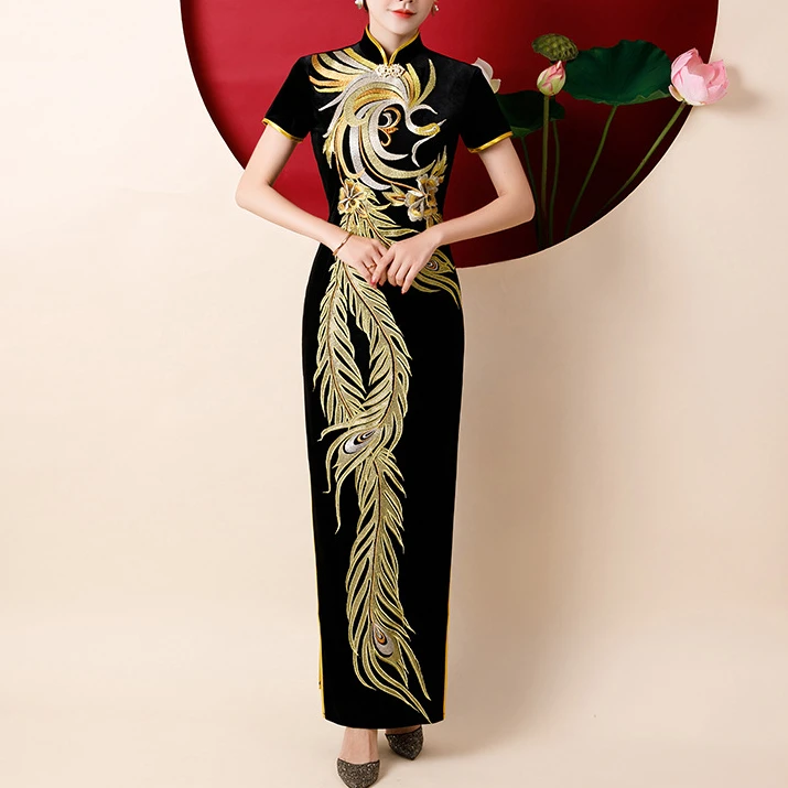 走秀旗袍长款优雅演出服2025年新款中国风年轻气质显瘦中国风旗袍