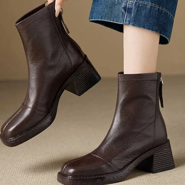 手工女鞋软底方头瘦瘦靴新款高级感短靴女款2025新款爆款6CM