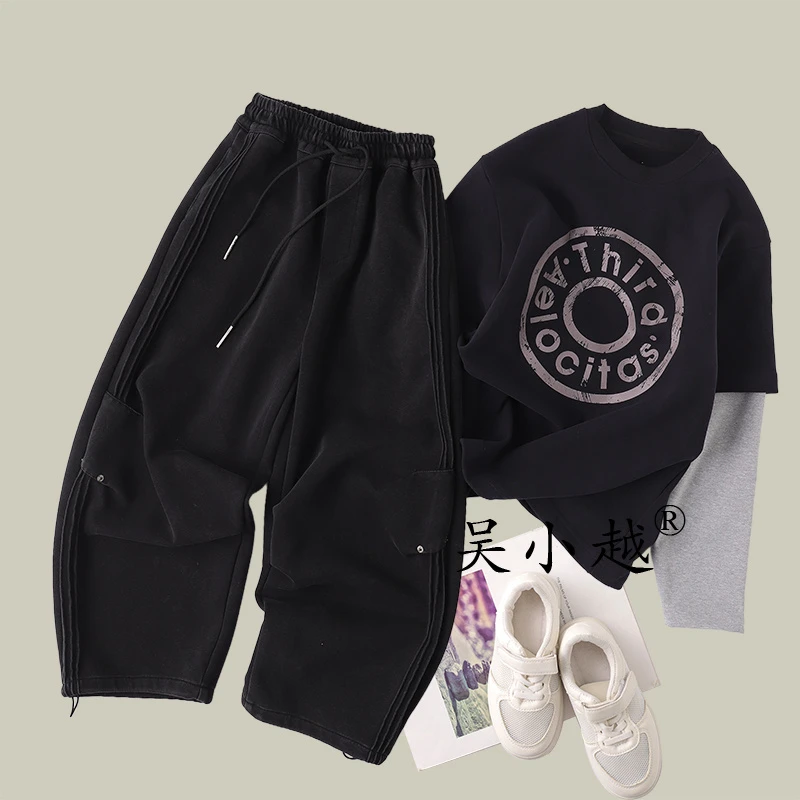 吴小越W1583童装男童裤子秋冬款儿童长裤男孩卫裤休闲运动裤