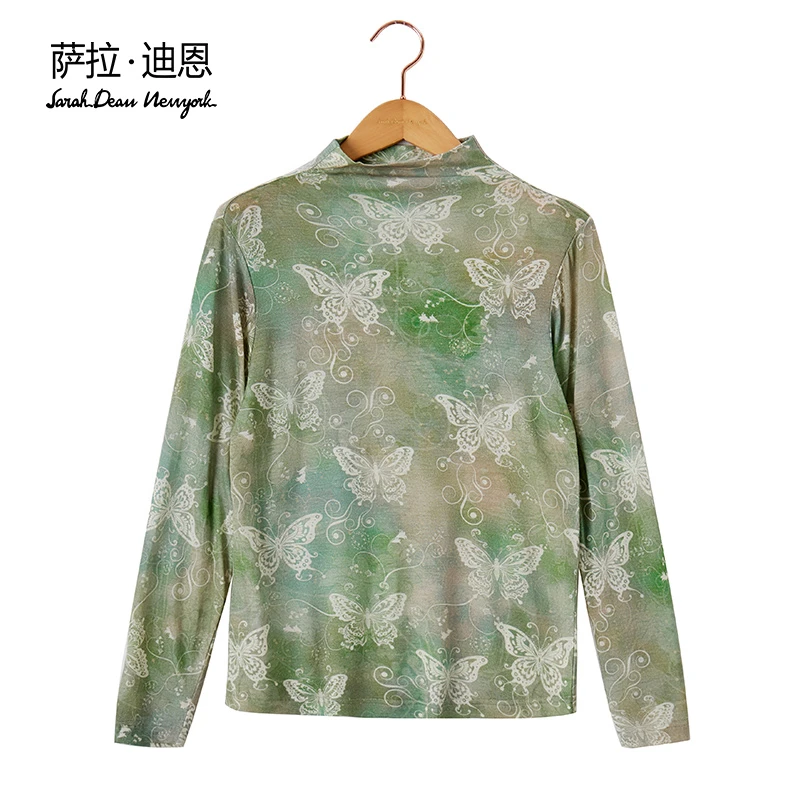 【萨拉迪恩】烟雨蝶舞 绵羊毛时髦气质打底衫女秋冬
