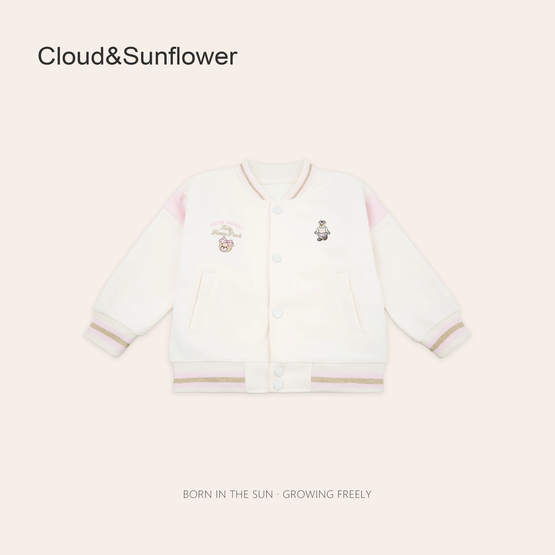 女童春季五粒扣小熊刺绣圆领休闲外套1113525