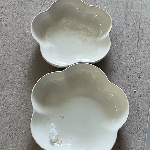 微瑕，不能明火，2个8英寸深盘梅花白色