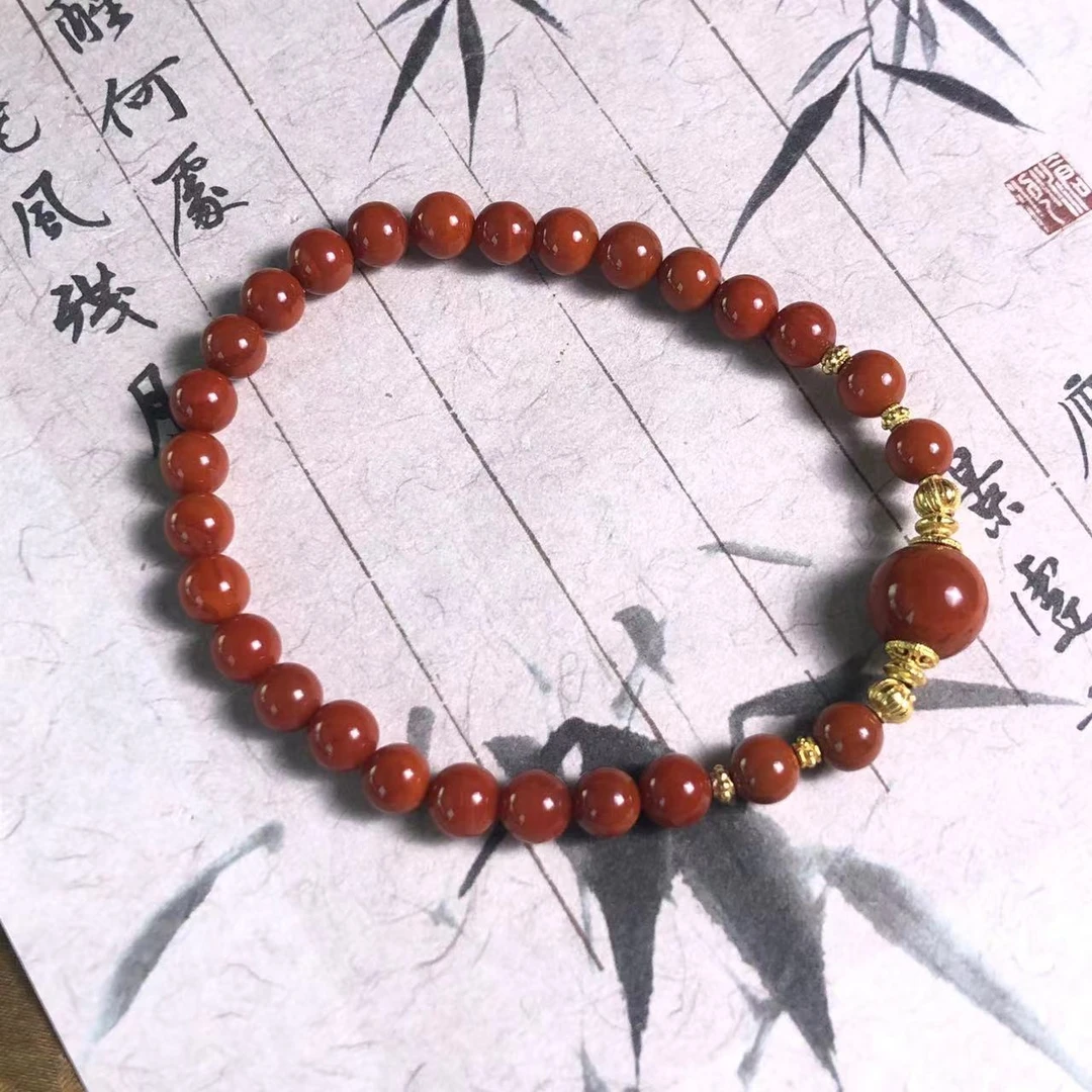 【亿轩珠宝】DJ南红圆珠单圈手串6-10mm