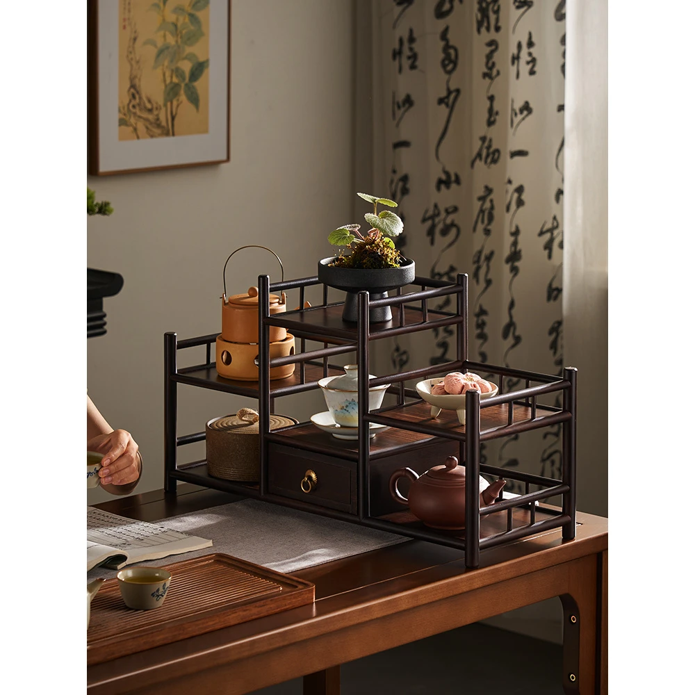 小博古架茶叶紫砂茶壶展示架茶桌上茶杯架台面杯架茶具收纳置物架