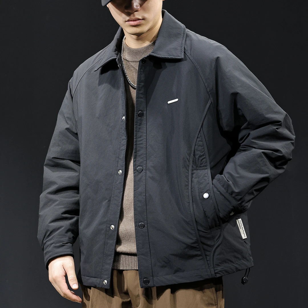 翻领轻薄保暖舒适棉服男秋冬季2025年新款潮流百搭男士外套大码