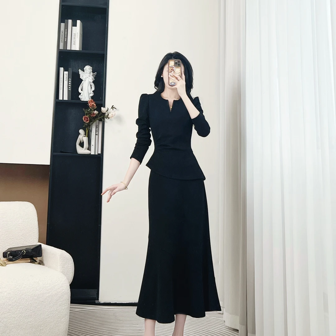 拉夏贝尔25秋季法式显瘦气质优雅时尚高级上衣+鱼尾裙 10278 LWR1