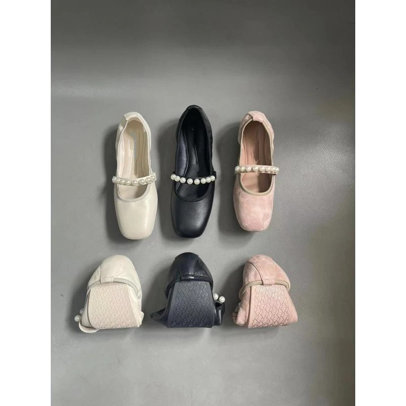 2024春夏女士时尚百搭玛丽珍软底真皮芭蕾平底鞋单鞋