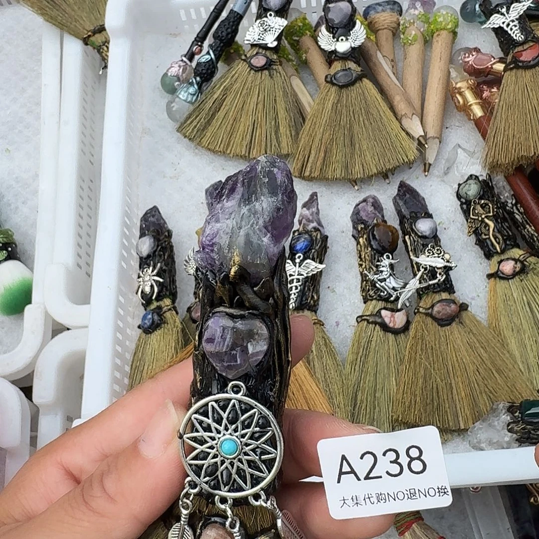 多***米足金镶嵌手链烟晶紫水晶