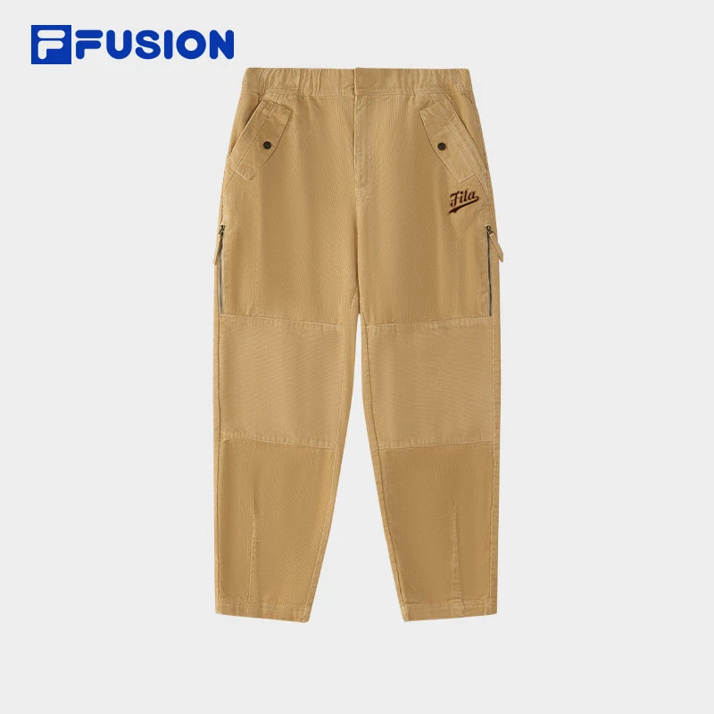 FILA FUSION【欧若风】冬季梭织拼接运动长裤舒适百搭T11M512802F