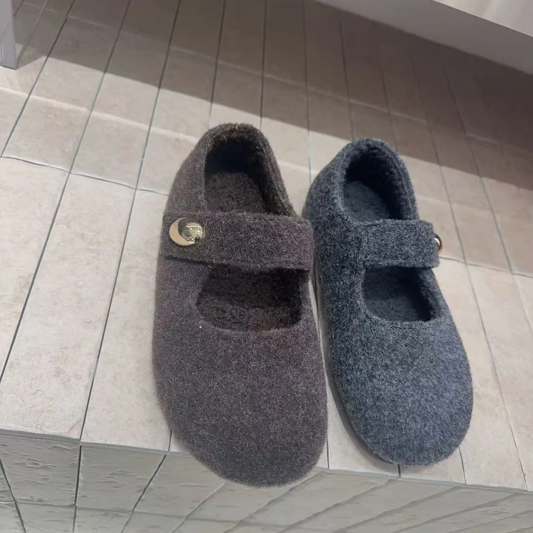 法式百搭玛丽珍单鞋浅口加绒保暖女鞋826