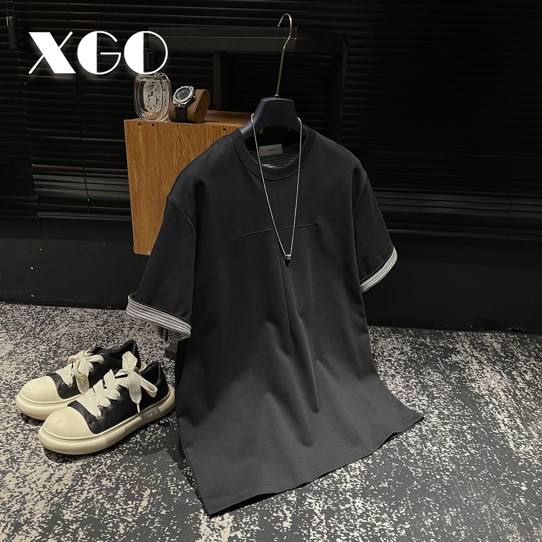 【XGORAD】男士夏季原创高定重磅圆领个性上衣轻奢简约高级百搭短袖