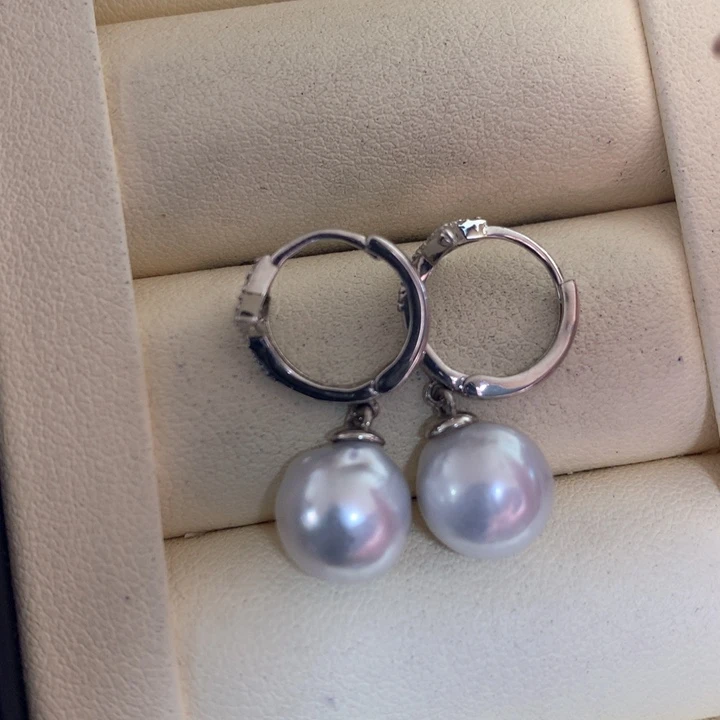 银S925镶嵌耳饰海水珍珠