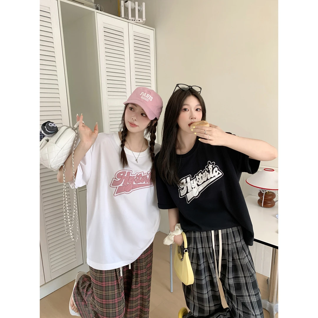 我是你的cc阿 大码宽松贴布绣短袖T恤女夏季休闲