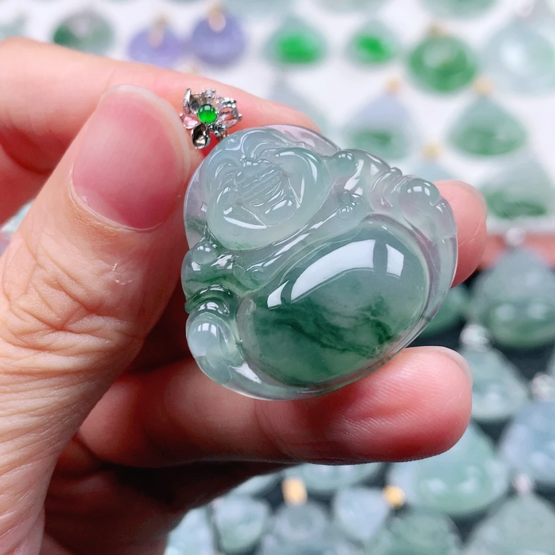 翡翠18K金镶嵌吊坠(不含链)阿*▸