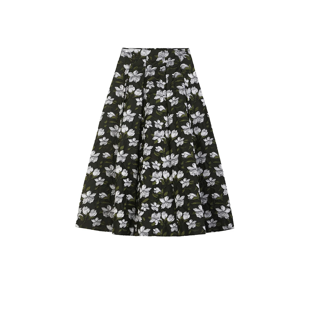 S·DEER圣迪奥碎花显瘦高腰时尚休闲百搭秋季印花半身裙S253Z1144