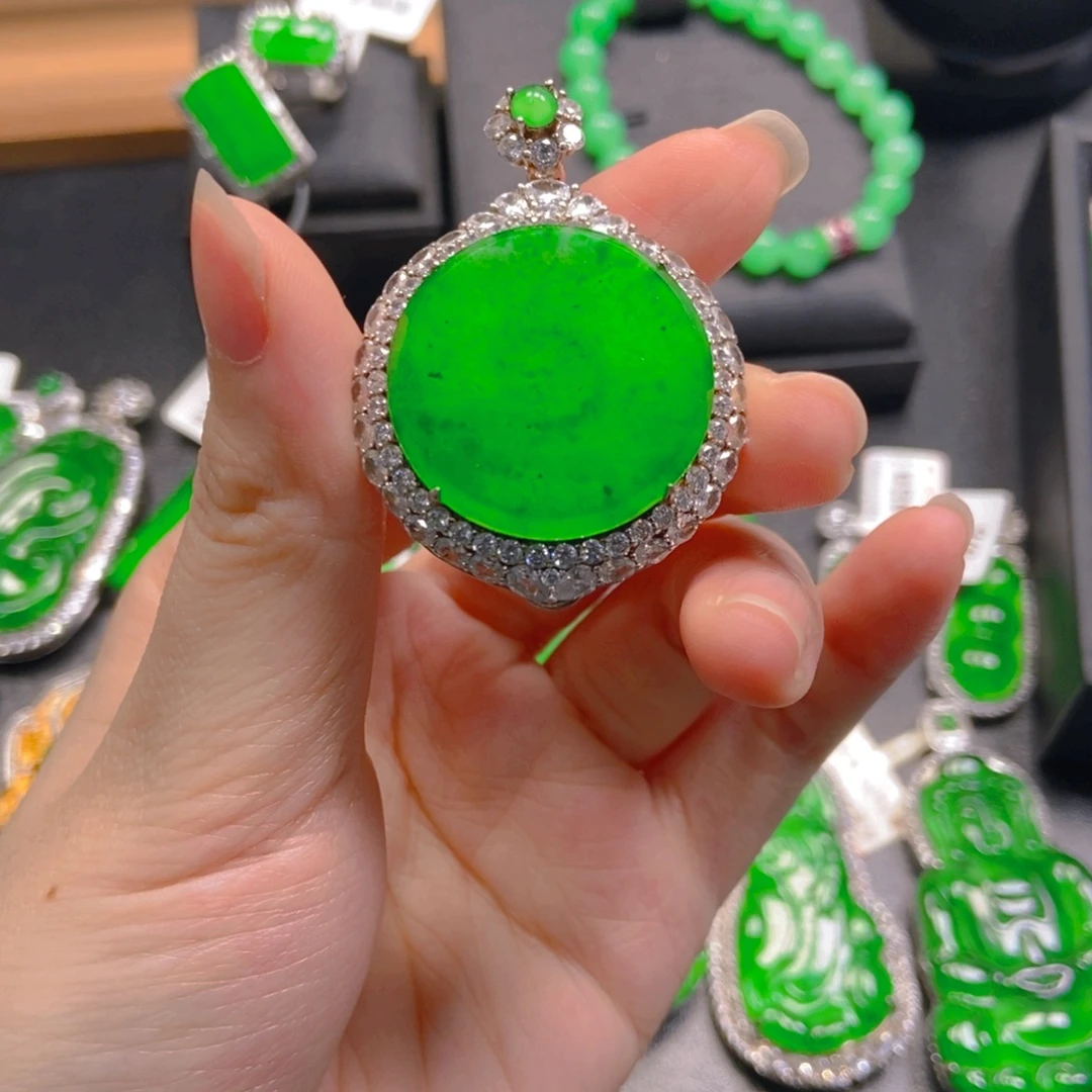 翡翠银S925镶嵌吊坠(不含链)