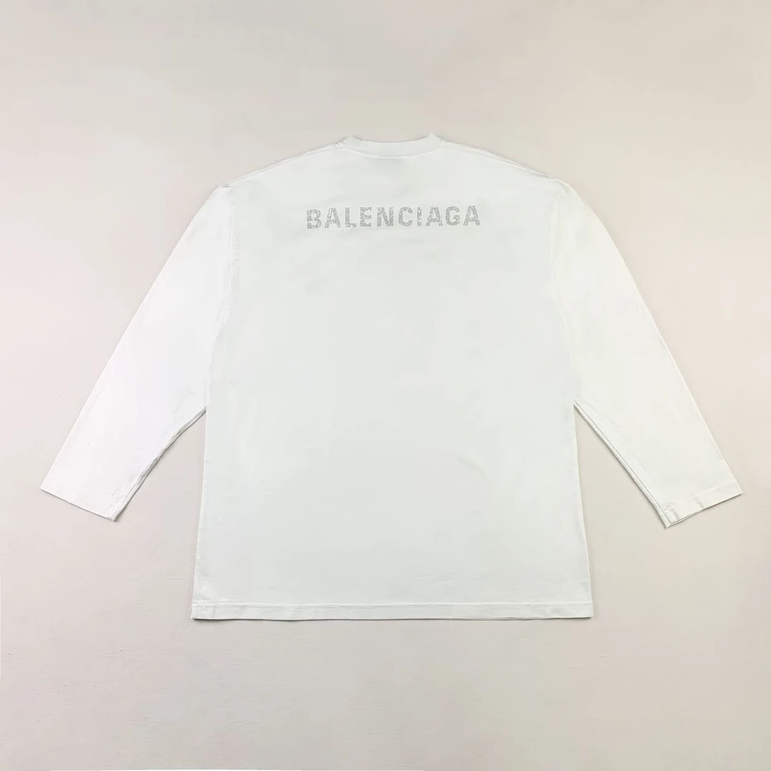 全新未使用 Balenciaga/巴黎世家 logo纯色长袖T恤l码编码xb3979