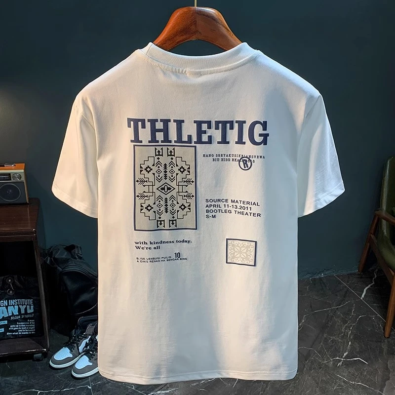 U&PURA美式重磅短袖T恤男夏季薄款高街体恤透气柔软个性印花T恤